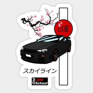 JDM R34 Black Red Sun Edition Sticker